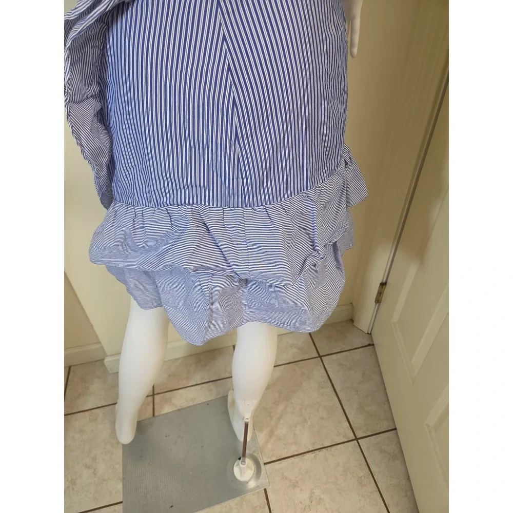 Parker Blue White Striped Cotton Ruffle Mini Skirt Side‎ Tie Wrap Small